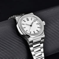 Reloj Automático de Lujo para Hombre en Acero Inoxidable, Caja Cuadrada, Resistente al Agua 5 ATM con Movimiento Seiko y Pantalla de Esfera Analógica
