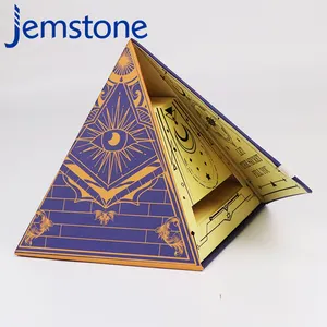 하이 퀄리티 디자인 피라미드 모양의 종이 상자 차 커피 자기 생분해 성 판지 상자 포장 리본