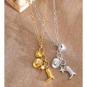 Collar JINYOU 1913 Vintage de Acero Inoxidable con Colgante en Forma de Estrella y Corazón, Cadena Chapada en Oro Resistente al Agua, Collar para Mujer - Product Image 3