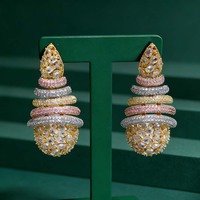 D374E Anting Zirkonia Mikro Kubik Penuh untuk Pernikahan, Hadiah Anting Pengantin Desain Baru Super Mewah Koleksi Anting Bunga Kerangka