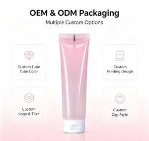 หลอดบีบเนื้อนิ่มสีชมพูโปร่งแสงพร้อมฝาปิดแบบพลิกสีขาว หลอดเปล่าขนาด 100 มล. สำหรับบรรจุภัณฑ์เจลครีมบำรุงผิว - Product Image 5