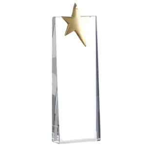 Estrella de metal en blanco Trofeo de vidrio en blanco Premio Premios de cristal/Trofeos Recuerdos de negocios