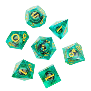 Ensemble de dés polyédriques en résine Feeron de 7 pièces avec thème Dragons et donjons, imprimé au laser pour les jeux de D&D/RPG et l'utilisation par les adultes - Product Image 4