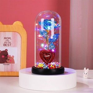 ของขวัญดอกไม้ประดิษฐ์สำหรับวันวาเลนไทน์ดอกกุหลาบแม่พร้อมไฟ LED แสดงโดม PVC - Product Image 2