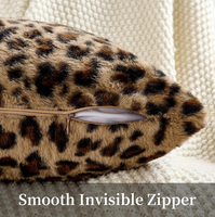 Housse de coussin en fausse fourrure à imprimé guépard et léopard, design carré moderne, moelleux et doux, décoration d'intérieur
