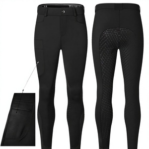 Pantalones de equitación de goma completa al por mayor con logo personalizado, cintura baja y hebilla, ropa ecuestre para hombre - Product Image 2