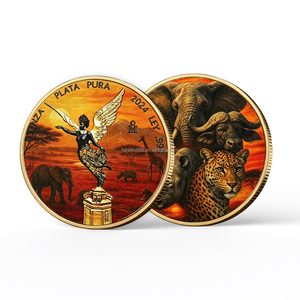 Pièce de monnaie mexicaine Libertad 2024, faune africaine, éléphant, léopard, buffle, rhinocéros, lion, pièce de monnaie de collection colorée - Product Image 1