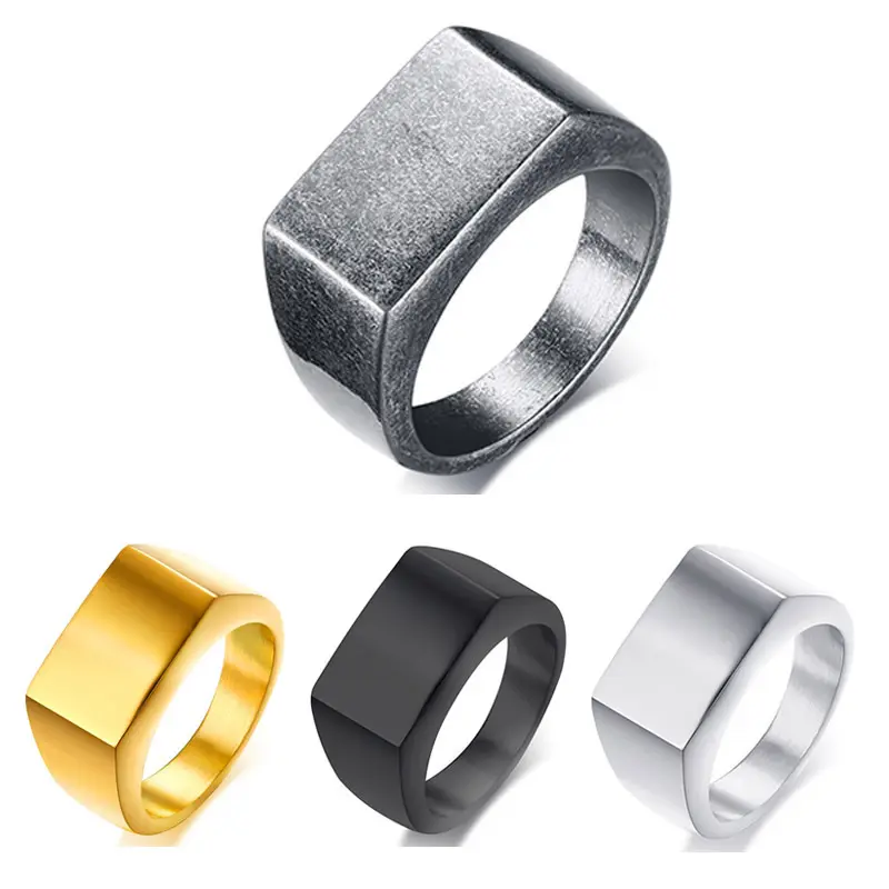 2024 moda di alta lucidata sigillo solido anelli da uomo vendita all'ingrosso gioielli caldi 316L acciaio inox Biker Ring per gli uomini