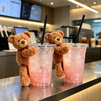 En gros Mini ours en peluche doux avec fermeture auto-agrippante pour ornement de tasse de café ou de bubble tea, porte-clés de sac