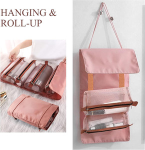 Multifunctional 4-in-1 Large Capacity Nylon Cosmetic <b>Bag</b> Zipper Foldable Portable for Storage Fashion Trend Travel Outdoor - Product Image 3