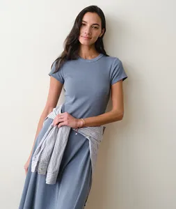 Keep It Myself - Vestido elástico acanalado texturizado plisado minimalista de verano para mujer, estilo americano inspirado en la costa de <span class=keywords><strong>California</strong></span> - Product Image 3