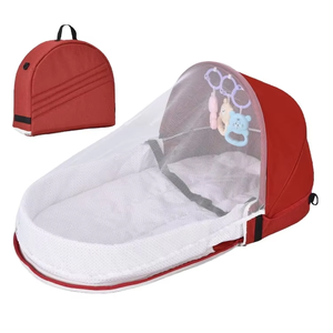 Lettino Pieghevole da Viaggio per Neonati, Borsa Zaino con Giocattoli e Zanzariera, Lettino da Viaggio per Bambini - Product Image 1