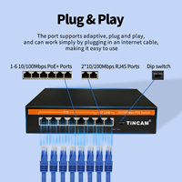 Conmutador de Red Ethernet TiNCAM de 6 Puertos PoE + 2 Puertos Uplink 10/100M, 96W de Potencia, Conmutador PoE Realtek de 48V, Red Activa para Cámaras IP