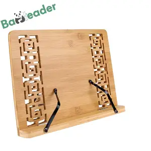 Reading Book Holder Hot Selling Adjustable Cookbook Recipe Book Bamboo Wooden Reading Holder Stand For Kitchen