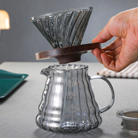 Ensemble de café minimaliste et élégant en verre avec filtre à café et pot de service en verre, kit de préparation manuelle pour le café