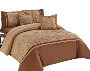 中国传统设计豪华6件床单床上用品套装羽绒被套刺绣100% 棉特大床羽绒被套装