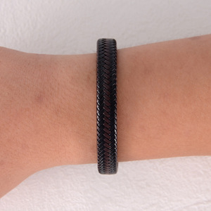 Men's <b>Leather</b> Woven <b>Bracelet</b> Black Coffee Adjustable 7.5in 8.5in 9in Gift Jewelry European American Street Style Punk Fashion - Product Image 3