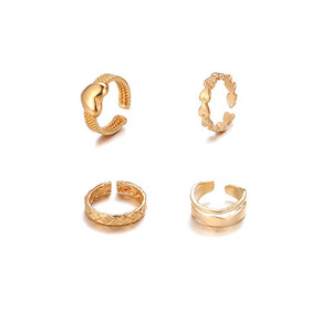 Heart Shape <b>Gold</b> Plated Alloy <b>Rings</b> <b>Set</b> for Women Daily Wear Cute Fashion Jewelry Gift Inlay-Free No Setting - Product Image 6