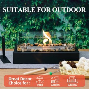 Pozo de fuego de mesa sin humo de acero inoxidable moderno portátil para acampar con accesorio de póquer y combustible de bioetanol - Product Image 4