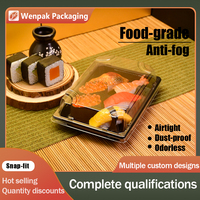 Boîte à sushi jetable rectangulaire de haute qualité, recyclable, de qualité alimentaire, en PET, avec couvercle, certifiée SGS