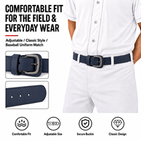 Ceinture réglable en cuir PU bleu marine avec boucle en alliage, personnalisable OEM/ODM avec logo, pour hommes et adolescents, idéale pour le baseball et le softball en extérieur