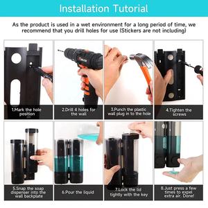 3-Kammer Wandmontage-Seifen- und Duschspender Handbrause Shampoo-Flüssigseifenspender mit drei Pumpen Badezimmer-Seifenspender - Product Image 4