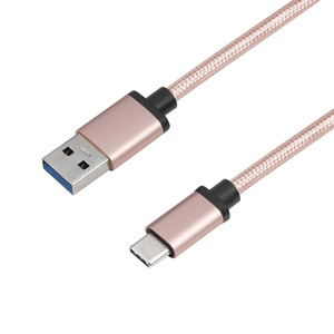 Type C Data Cable USB 3.0 AM To Type C 1m Nylon <b>Braided</b> For Mobile Phone <b>Pink</b> - Product Image 1