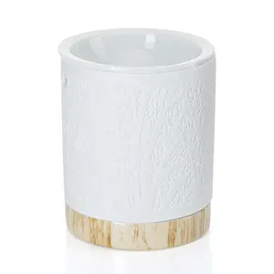 Bougie aromathérapie en céramique blanche, 1 pièce, personnalisé, Design creux, brûleur de cire avec Base