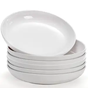 Melamine Pasta Bowls, 10 inches 47 Oz Large Salad Serving Bowls, Shallow Salad Bowls, Plastic Dinner Deep Plates Dishwasher Safe