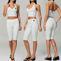 Groothandel Hoge Kwaliteit Polka Dot Sporttanktop Zachte Stof Capri Sportkleding Gymkleding Sportbeha Fitness Yoga Set