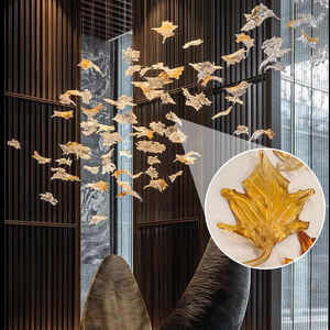 DIY Decor Octagon Beaded Curtain Garland Chain With Maple Leaf Pendant Hanging Crystal Glass <strong>Chandelier</strong> Accessories Parts - Product Image 4