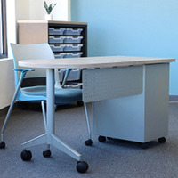 Bureau d'enseignant pour salle de classe, table d'ordinateur pliable avec tiroirs pour ordinateur portable