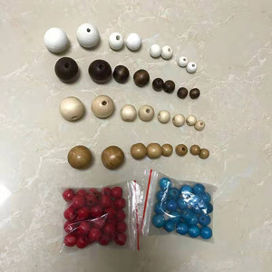 Wood Beads Round Red White Gold Loose Bulk For <b>Necklace</b> Making - Product Image 3