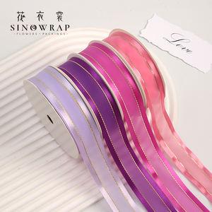 2025 SINOWRAP A + Qualité Polyester Fleur Ruban Avec <span class=keywords><strong>Fil</strong></span> D'or 2.5cm * 20Y Décoratif Cadeau Rubans En Gros Ruban <span class=keywords><strong>De</strong></span> Noël - Product Image 3