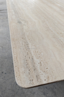 Table à manger en travertin clair 280x100x3cm avec trous non remplis, table basse en travertin blanc ivoire d'Italie