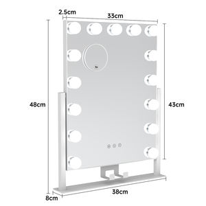 Specchio da <span class=keywords><strong>Trucco</strong></span> LED da Tavolo di Design con Bluetooth e Supporto per Telefono, Specchio con Vano Portaoggetti per Riparazioni e <span class=keywords><strong>Trucco</strong></span> - Product Image 3