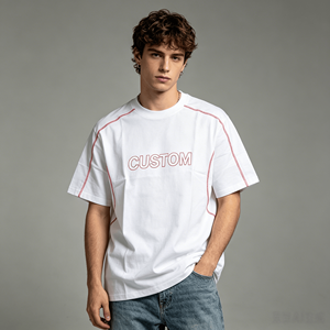 T-shirt Homme Grande Taille en Coton Polyester, Motif Lettres Uni, Tissu Tricoté, Impression Laser Personnalisée, Logo de Marque, Vente en Gros - Product Image 1