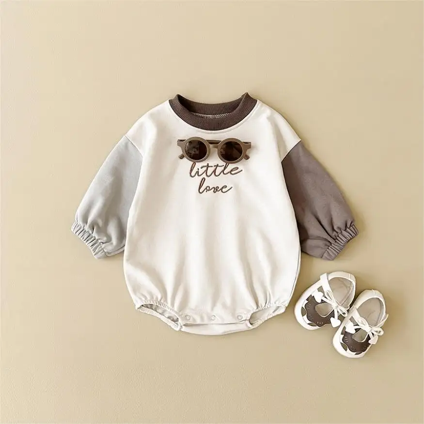 Vestiti per neonata pagliaccetto neonato Splicing colore cotone a maniche lunghe tuta per bambini primavera nuova tuta per neonati 0-18M