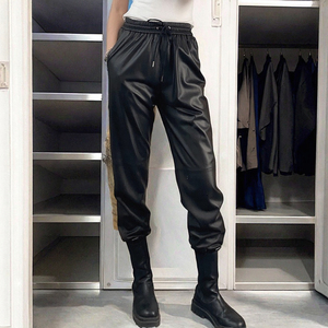 Pantalones de Cuero de Pierna Ancha para Mujer, Estilo Clásico Informal, con Volantes, Antiarrugas, Impermeables, Precios al por Mayor - Product Image 2