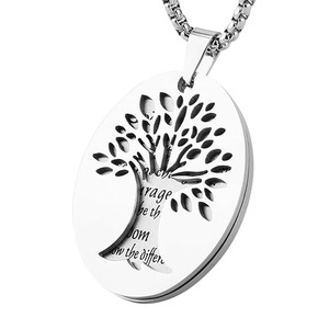 Collar con Colgante <span class=keywords><strong>de</strong></span> Acero Inoxidable <span class=keywords><strong>de</strong></span> Dos Piezas con Oración <span class=keywords><strong>de</strong></span> Serenidad y Árbol <span class=keywords><strong>de</strong></span> <span class=keywords><strong>la</strong></span> <span class=keywords><strong>Vida</strong></span> Recortado - Product Image 2