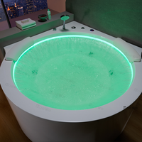 Baignoire de massage hydrothérapeutique haut de gamme et jacuzzi rond avec cascade et jets pour salle de bain d'angle