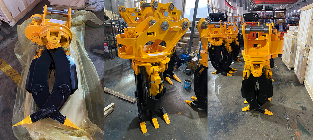 Q345B Excavator Peel Grab Steel Scrap Grapple 360 Degree Rotation Hydraulic