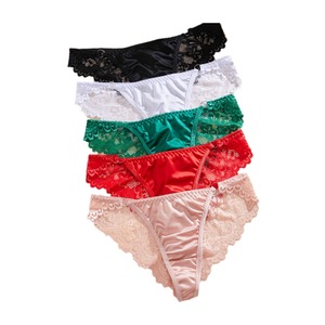 Mutandine in Pizzo Senza Cuciture Stile Europeo e Americano, Slip Femminili Rossi a Vita Bassa in Seta per Ragazze - Product Image 5