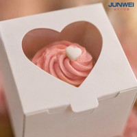 Boîte à dessert jetable en carton avec poignée et fenêtre transparente pour gâteau, emballage personnalisé pour boulangerie (recyclé)