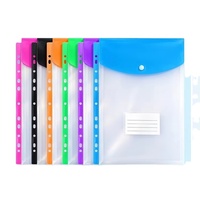 Pochette de classement A4 transparente à feuilles mobiles pour étudiants, sac de rangement multifonctionnel épaissi avec bouton-pression pour documents