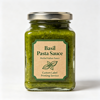 Etiquetas Personalizadas Haoxuan para Botellas de Salsa de Albahaca, Etiquetas Impresas en Papel Artístico con Relieve para Envases de Alimentos Premium