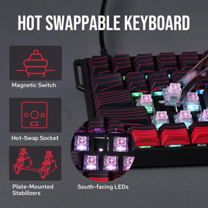 Teclado magnético con cable Aula WIN60 HE Max 60% con actuación ajustable, interruptores de efecto Hall de 8000Hz, intercambio en caliente para juegos FPS - Product Image 4