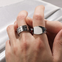 Punk Style Herren Daumen Ring Hochglanz Titan Stahl Ring Mode Finger Schmuck Graviert Blank Edelstahl Herren Fingerring