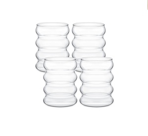 Copo de Café e Leite em Vidro Soprado Artesanalmente com Design de Lagarta Estriada de Alta Estética, Lindo Design Espiral Torcido - Product Image 1