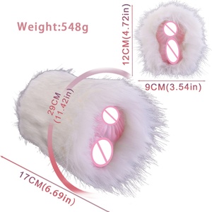 Masturbateur masculin en peluche style laine de mouton, avec deux canaux souples, inspiré des animaux, jouet de plaisir pour adultes pour hommes - Product Image 5